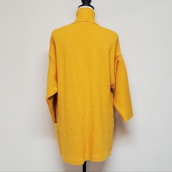 VINTAGE 90s I.B. Diffusion Mustard Yellow Knit Oversized Kimono Sweater Cardigan - Picture 11 of 14